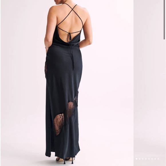 Meshki Chandra Lace Detail Satin Dress Black - Picture 4 of 4